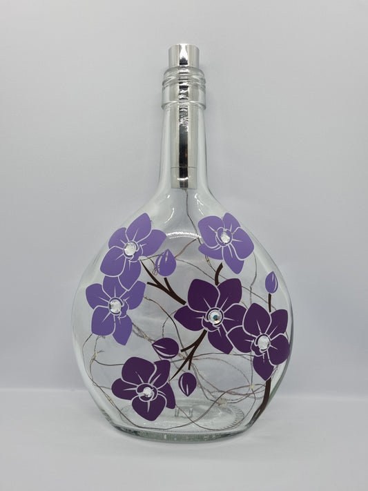 Two Tone Orchid Glass Light Up Bottle / Night Lamp