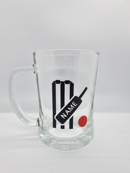 Personalised Cricket Tankard Glass