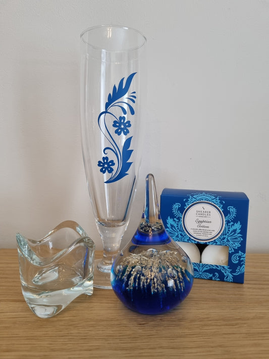 Prosecco Glass / Paper Weight Ring Holder / Candle Gift Set