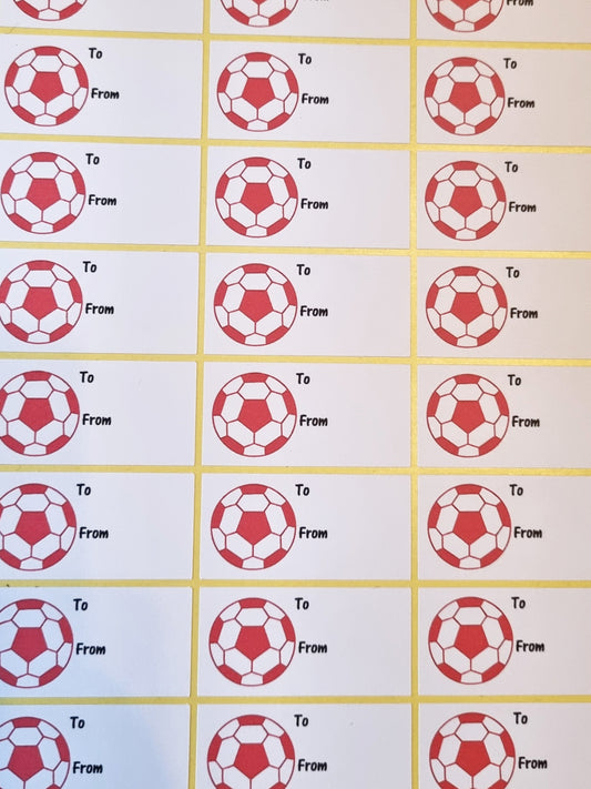 Red Football 'To / From' Stickers x72