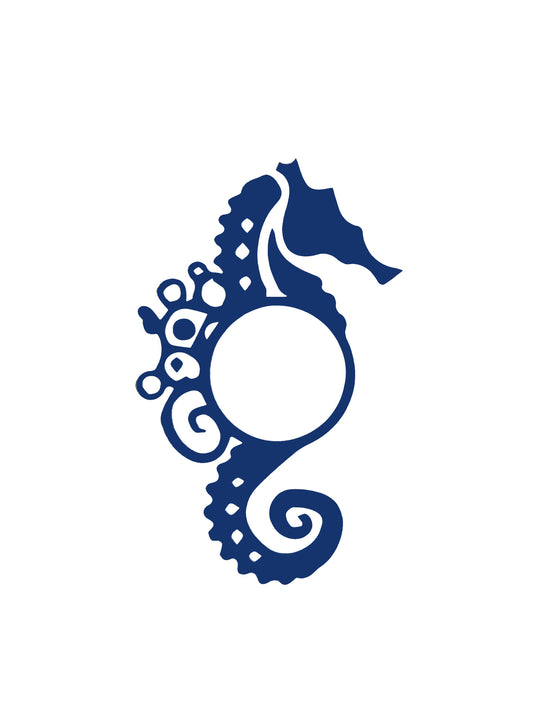 Fun Personalize the Initial Vinyl Sticker Decal - Seahorse