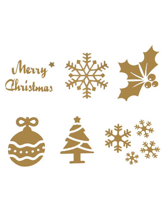 6x Mixed Christmas Vinyl Sticker Decals - Ideal for Wine Glasses / Champagne Glasses / Tableware