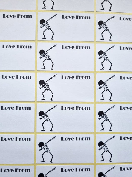 Skeleton Dab 'Love From' Stickers x72