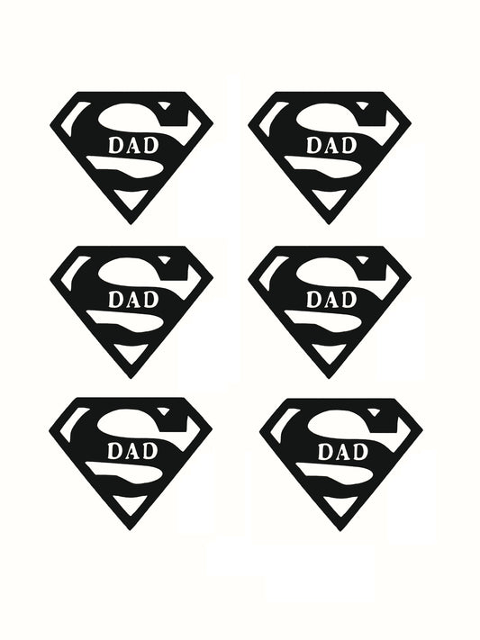 Set of 6 Super Dad Vinyl Decal Stickers
