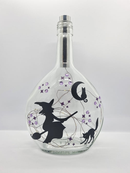Witch Themed Glass Light Up Bottle / Night Lamp