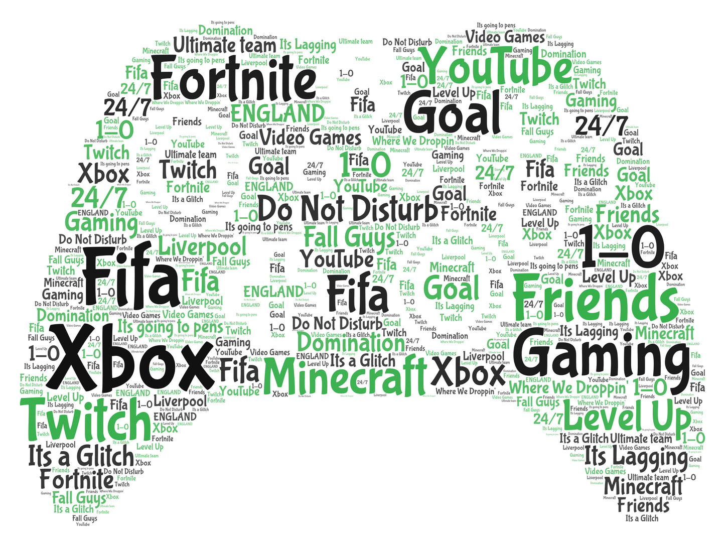 Personalised Xbox Controller Word Art Print Picture