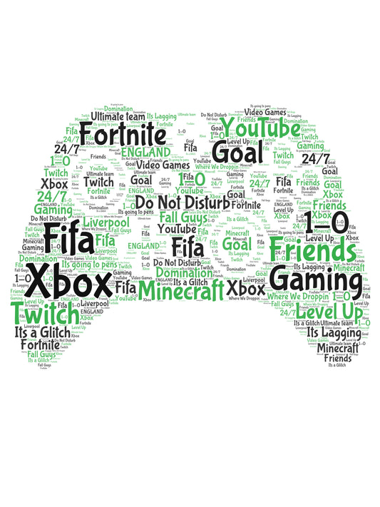 Personalised Xbox Controller Word Art Print Picture